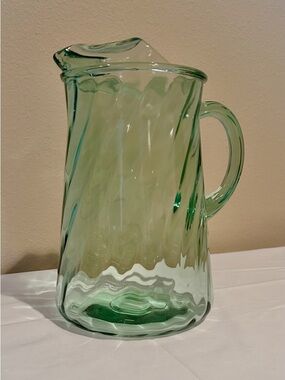 Vintage Bartlett Collins Green Swirl Pitcher See Description